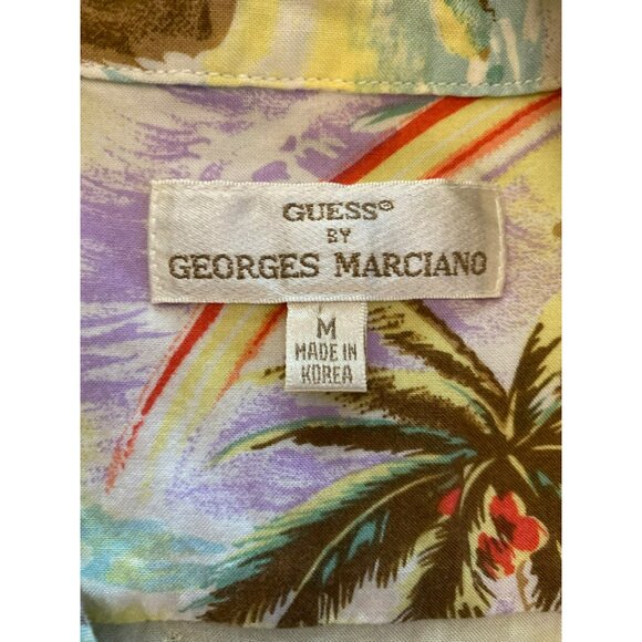 Vintage Guess By Georges Marciano Hawaiian Style Button Down Shirt Size M - Picture 3 of 7